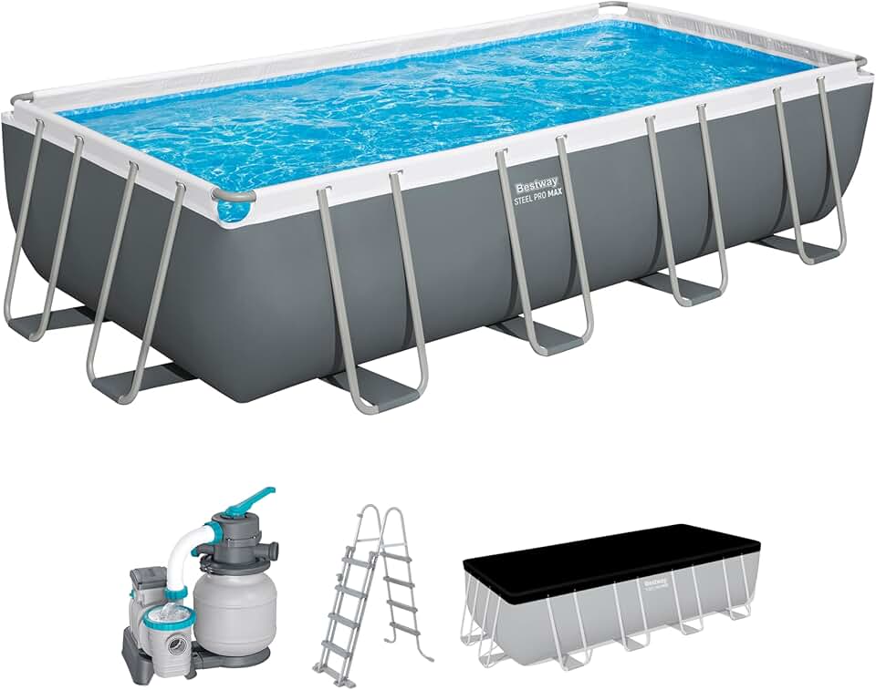 Bestway Steel Pro Max Kit Piscine Hors Sol - 549 cm x 274 cm x 122 cm - Gris foncé