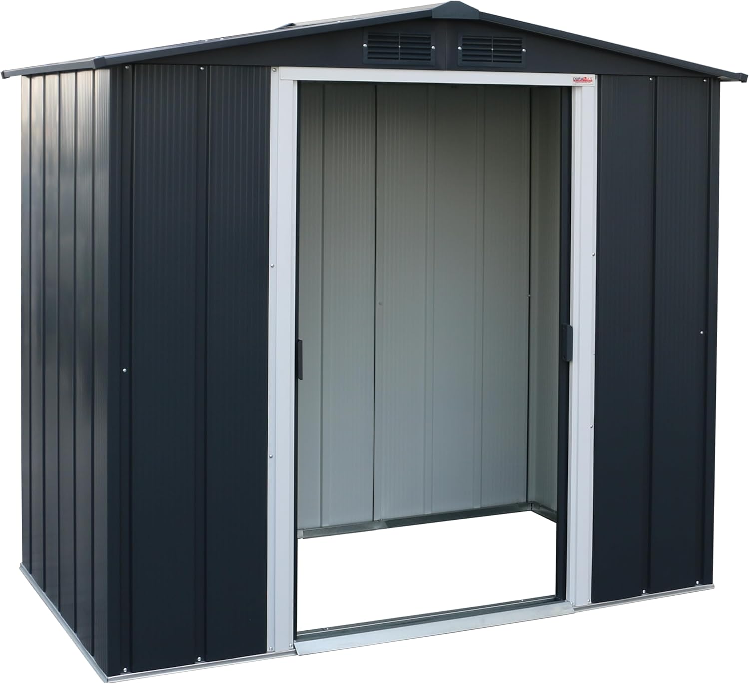 Duramax ECO 6 x 4 (2.47 m2) Abri de jardin en métal, Abri de stockage en métal galvanisé à chaud, Abri de stockage d'outils, Structure de toit robuste et renforcée, Anthracite