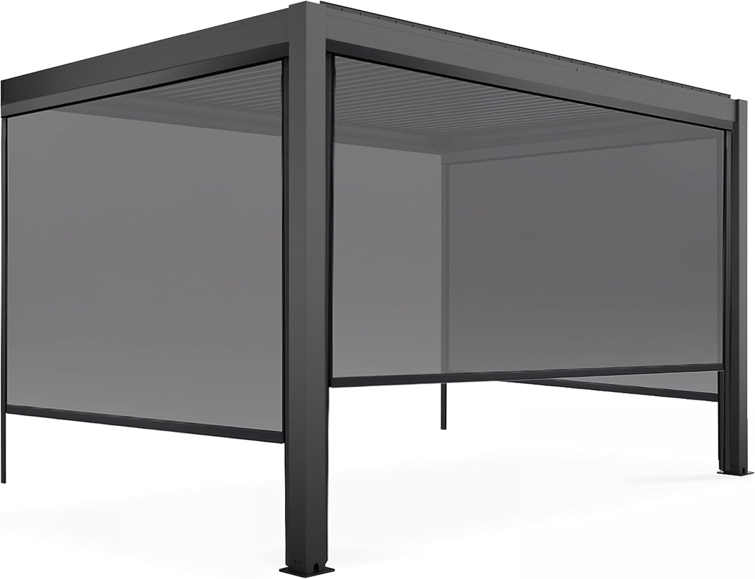 Oviala - Pergola bioclimatique adossée - 3x4m - 3 stores gris