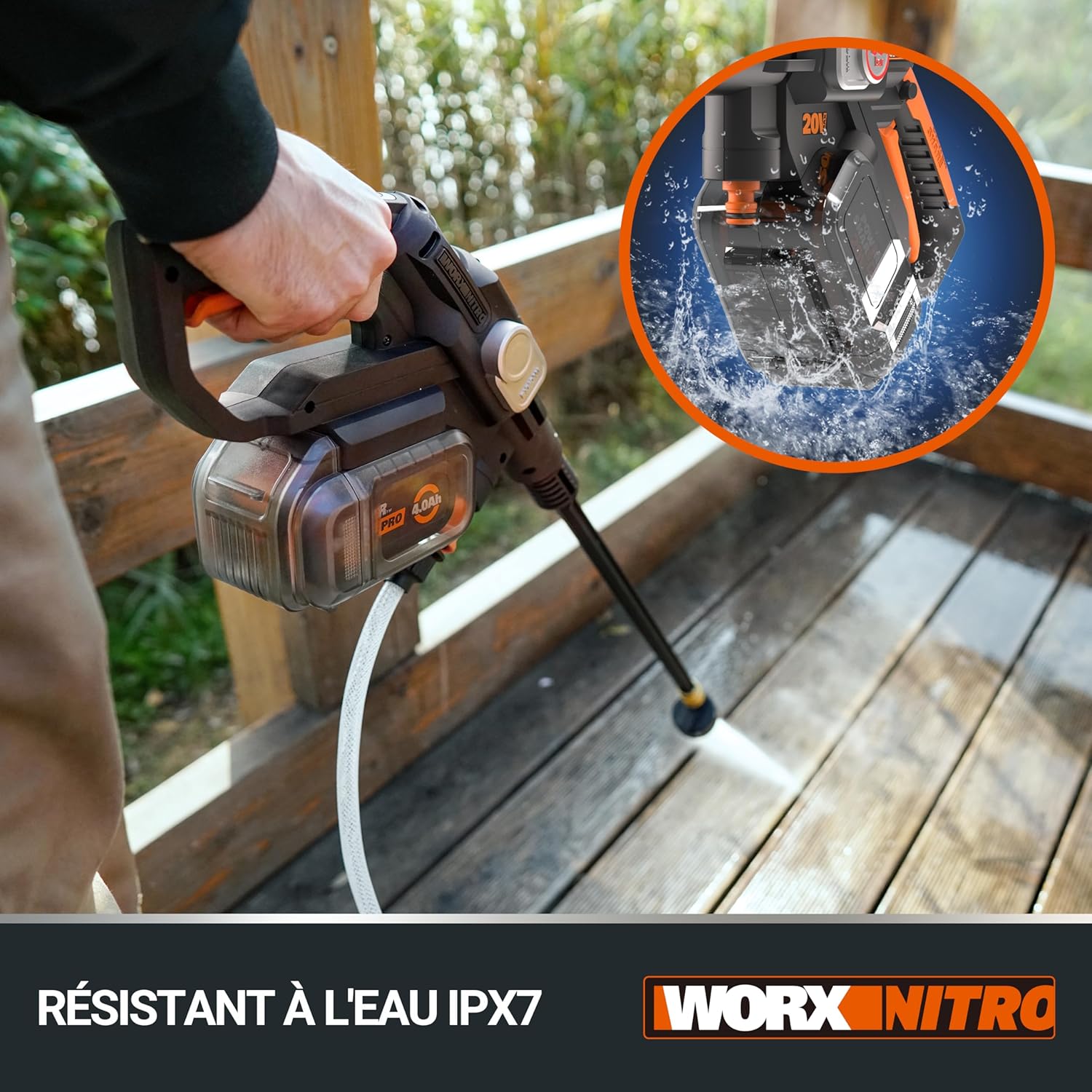 WORX - Hydroshot série 20V - sans fil, brushless, 4Ah, mobile WG633E