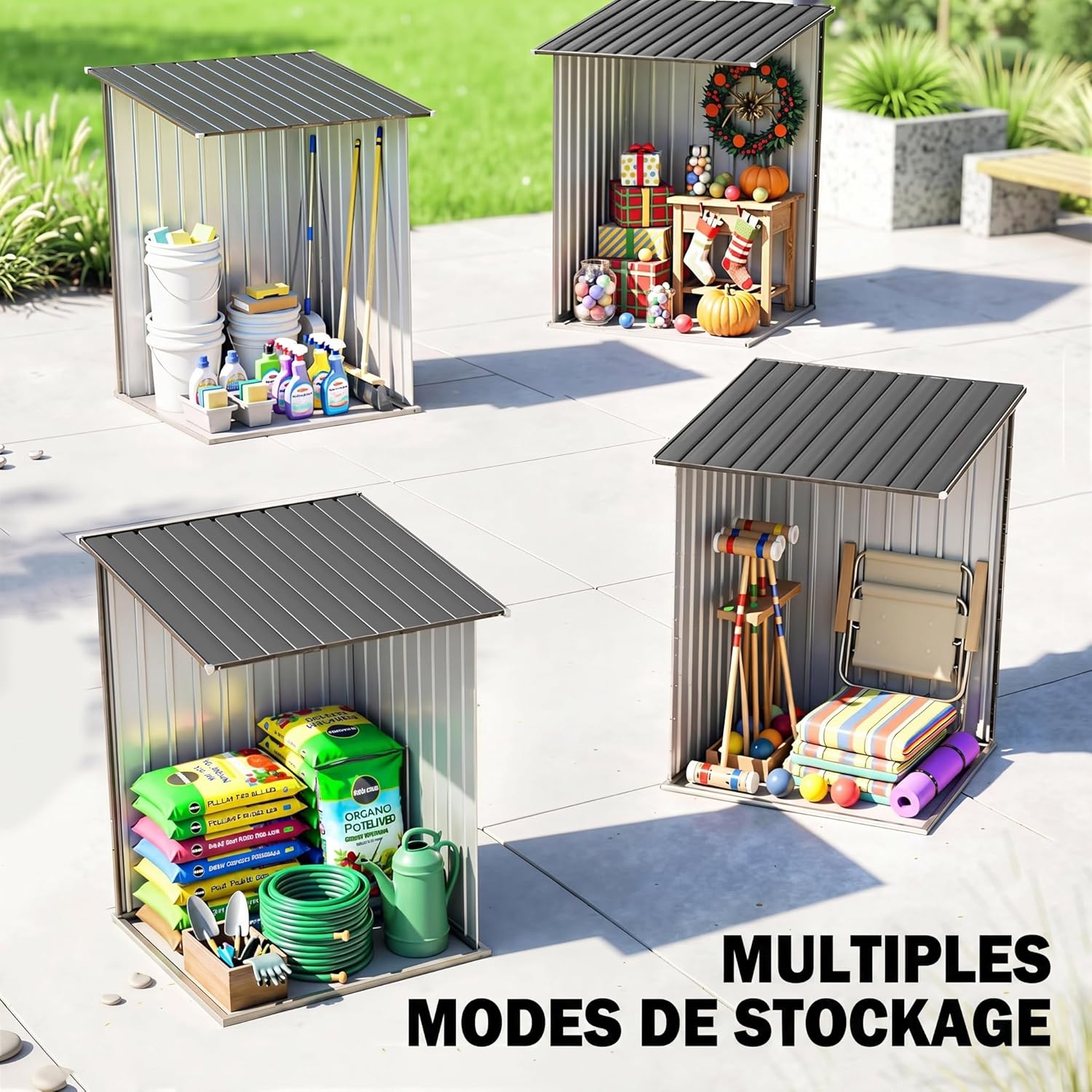 Outsunny - abri de jardin compact 1m², acier ondulé, porte verrouillable, 1x1,03x1,6 m