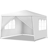 GOPLUS Tonnelle 3x3 M Pliante avec 4 Bâche Latérales Amovibles et 2 Fenêtres Décoratives, Gazebo ...