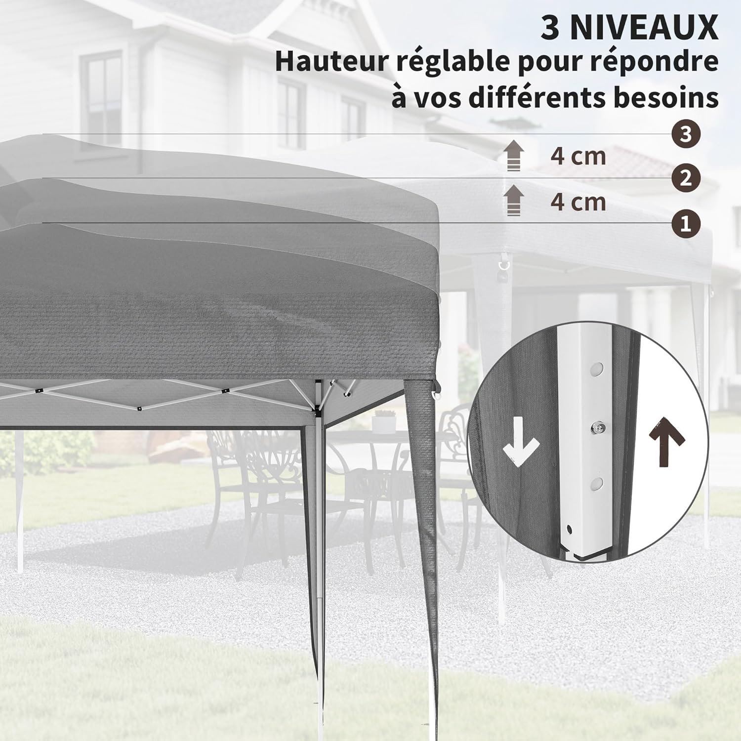 Outsunny - Tonnelle pliante série jardin - 3x3m - anti-UV, sac inclus