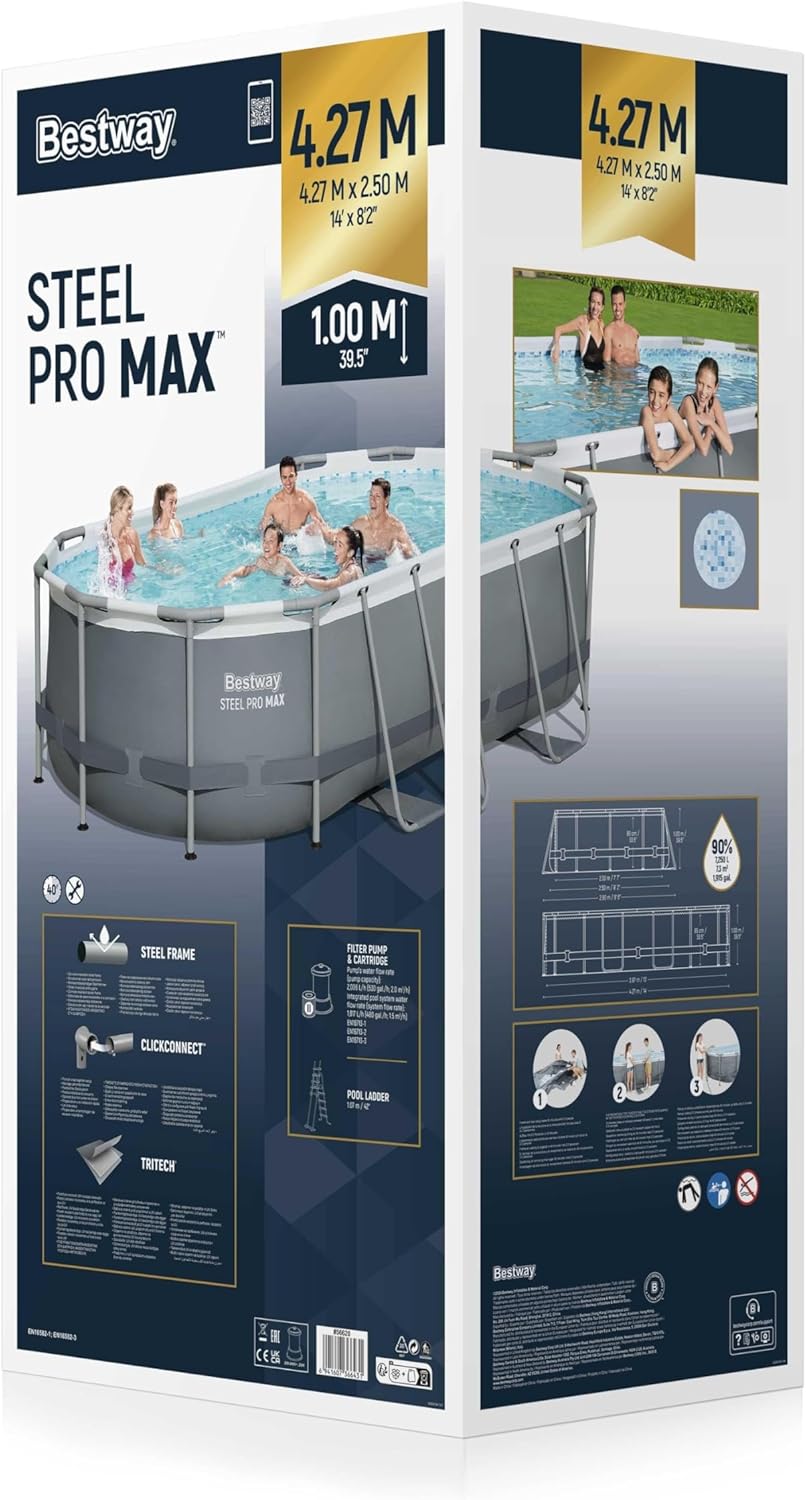 Bestway - Steel Pro Max - 427x250x100 cm - piscine hors sol, gris