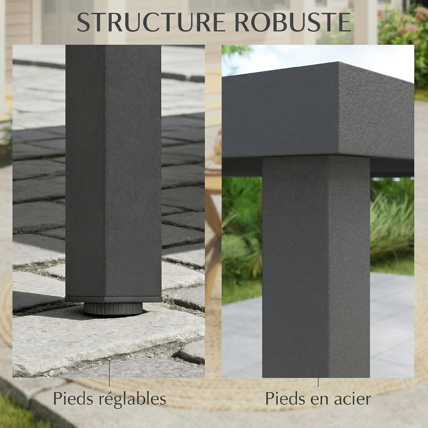 Outsunny - table de jardin 140x90x74 cm - plateau lattes, pieds acier