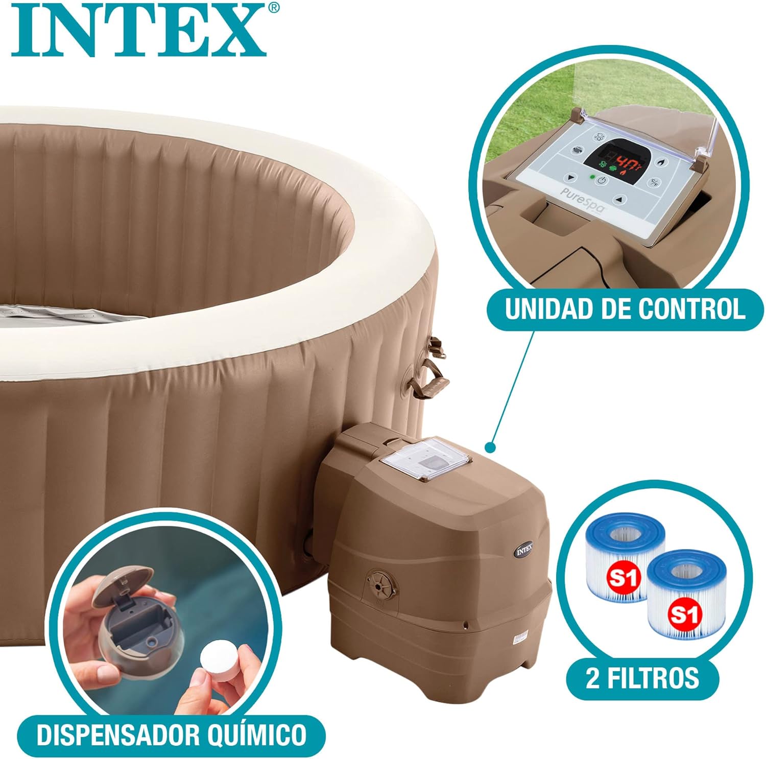 Intex - Pure Spa Sahara série - 6 places - beige - 28428EX