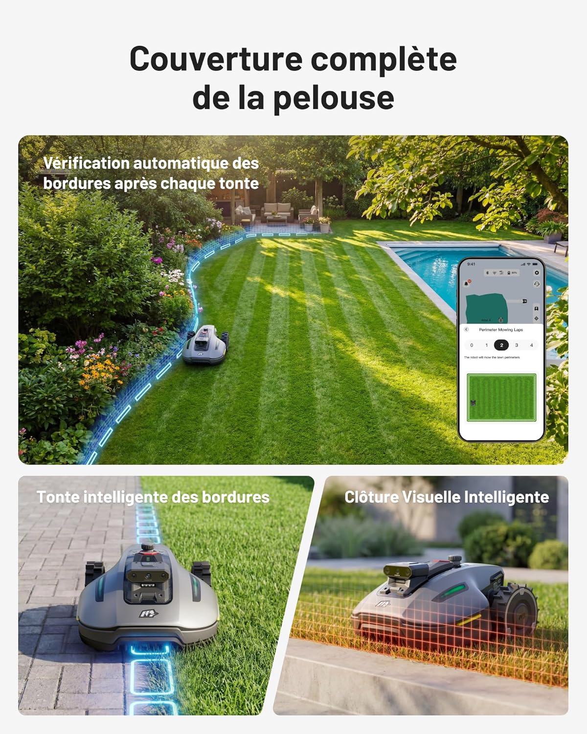MAMMOTION - YUKA Mini 2 - 500m² - Robot tondeuse, IA 3 caméras, DropMow