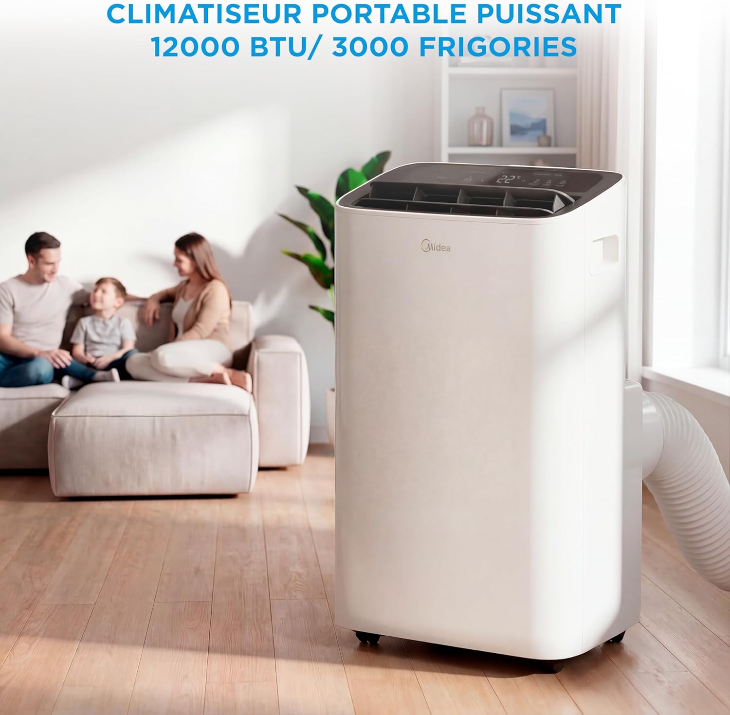 Midea - Climatiseur mobile 4 en 1 silencieux, 12000 BTU, contrôle app, compact - MPP1-12CRN1
