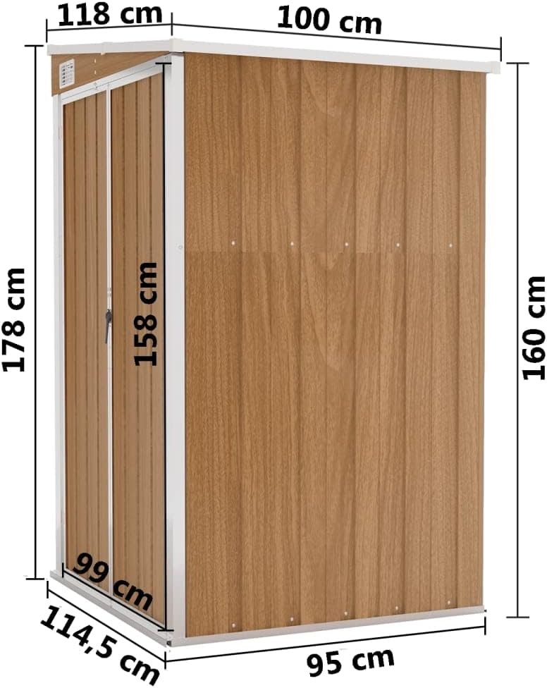 vidaXL - Remise de jardin murale - 118x100x178 cm - Acier galvanisé extérieur