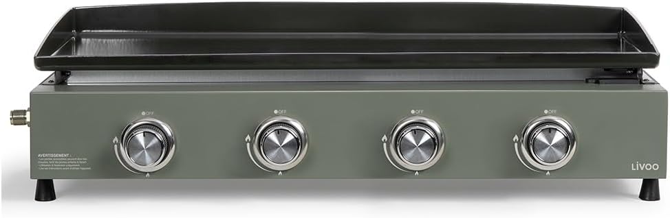 LIVOO - plancha gaz 4 brûleurs - 78,5 x 34,5 cm - 10 kW, butane/propane, DOC325