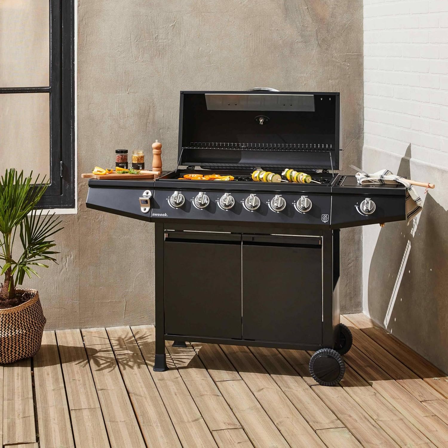 Alice's Garden - Treville série - barbecue gaz 7 brûleurs, thermomètre, feu latéral
