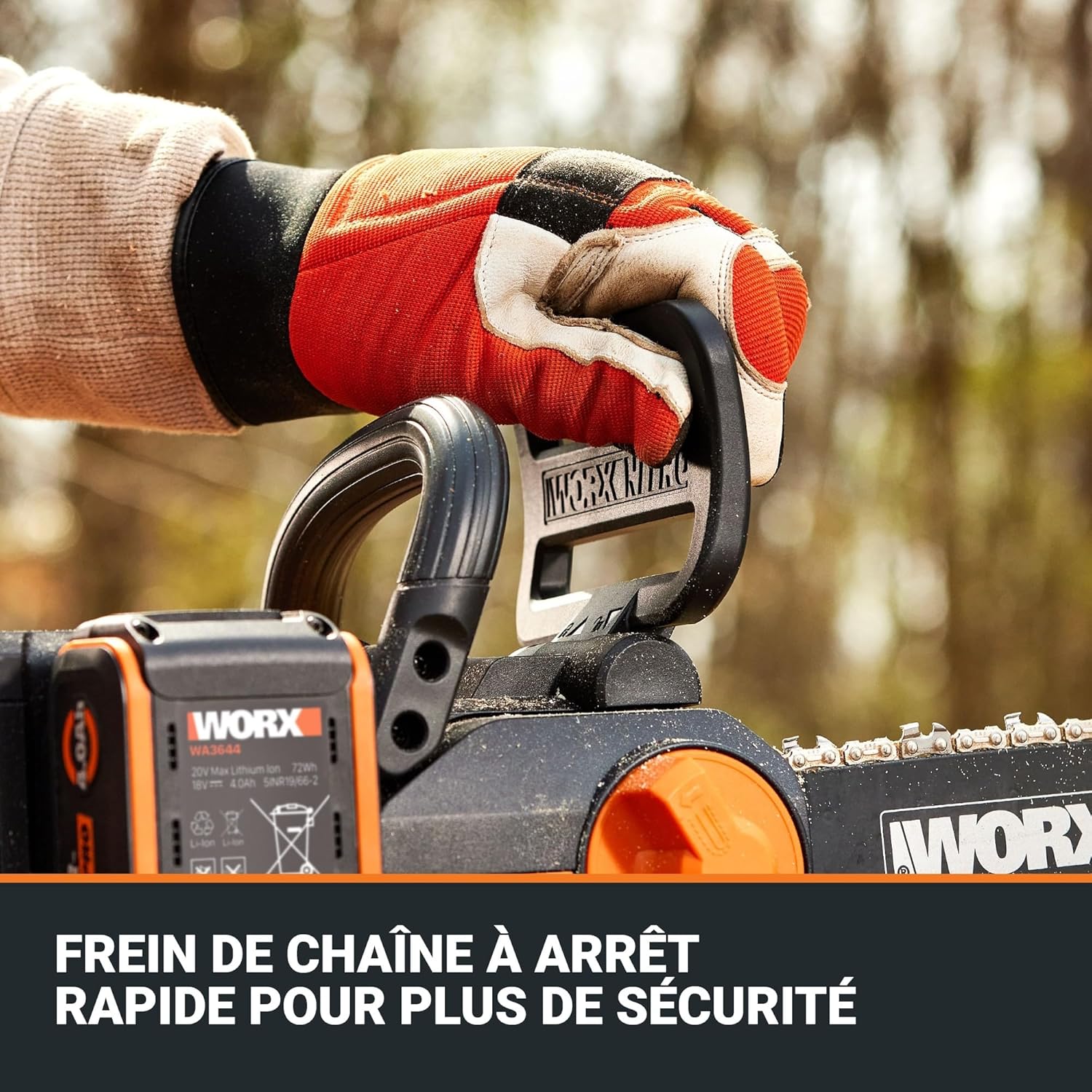 WORX - tronçonneuse sans fil 20V - guide 30cm - moteur brushless, lubrification auto, WG350E