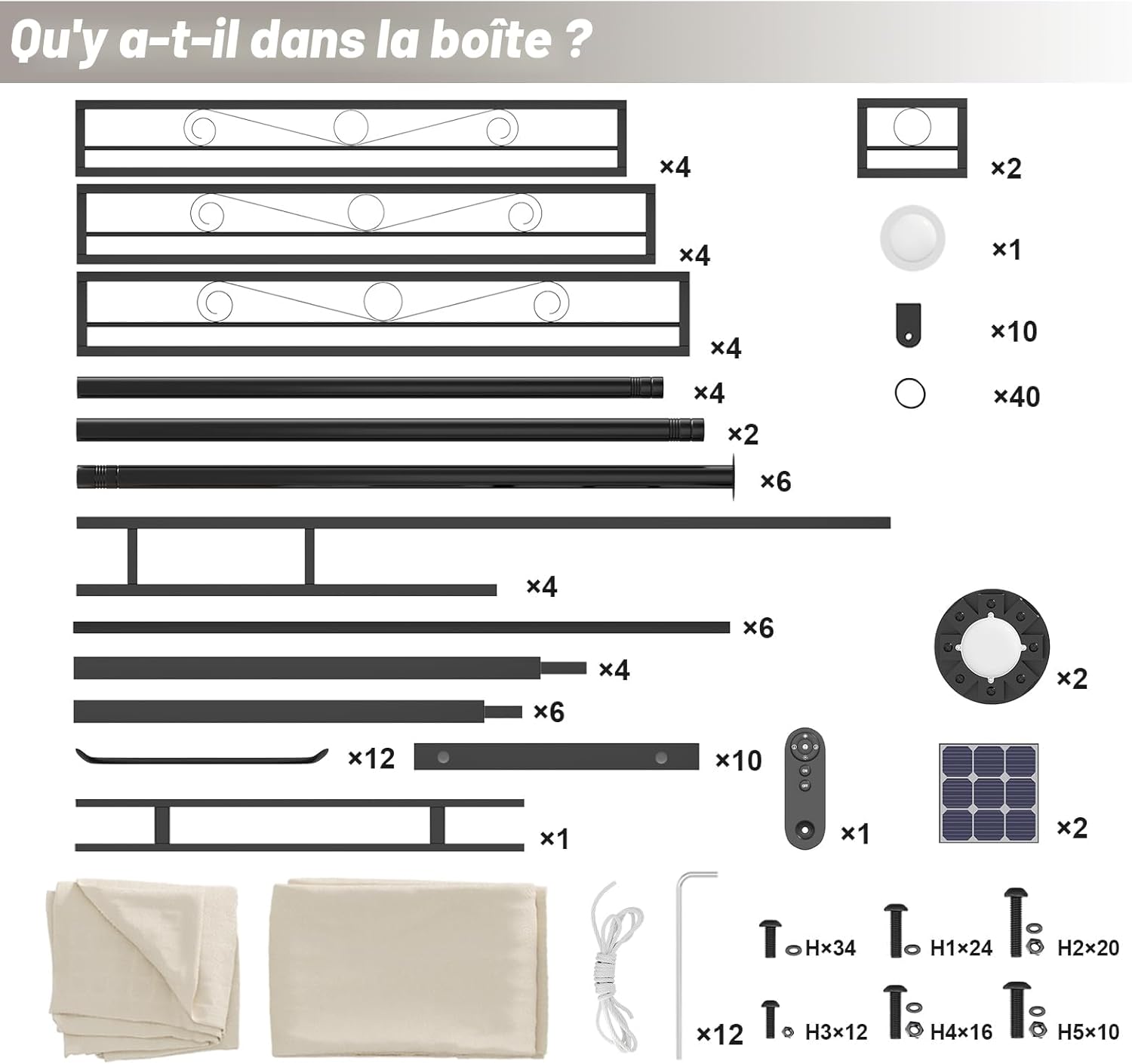 Devoko - Tonnelle Deluxe 3x4m - LED, imperméable, 6-8 pers.