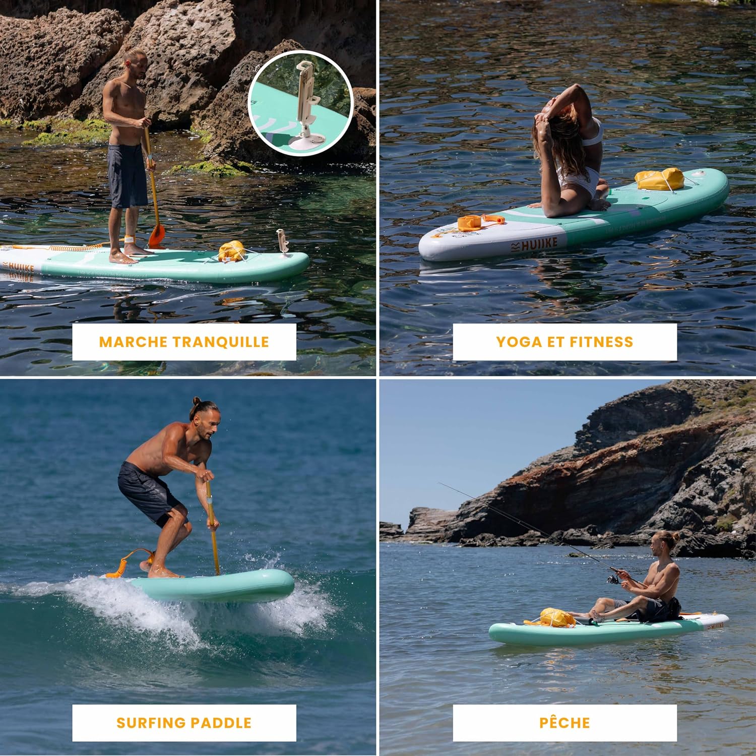 HUIIKE - Paddle gonflable adulte - 305x84x15 cm - grande stabilité, 130 kg
