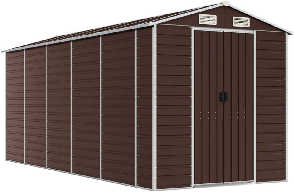 vidaXL Abri de Jardin Marron 191x470x198 cm Acier galvanisé