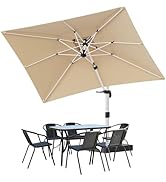 Devoko Parasol de jardin déporté en aluminium double toit imperméable 300 x 400 cm + housse