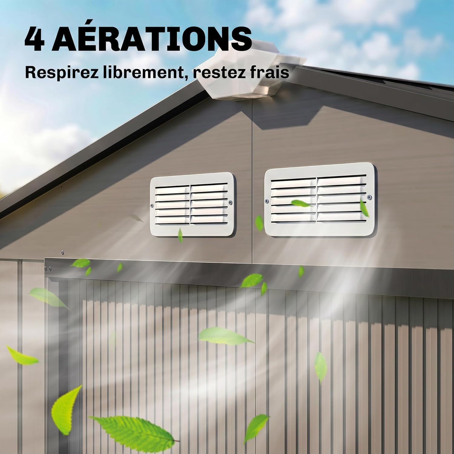 Outsunny - Abri de jardin métal 2,77 m², 213x130x185 cm, porte coulissante, marron