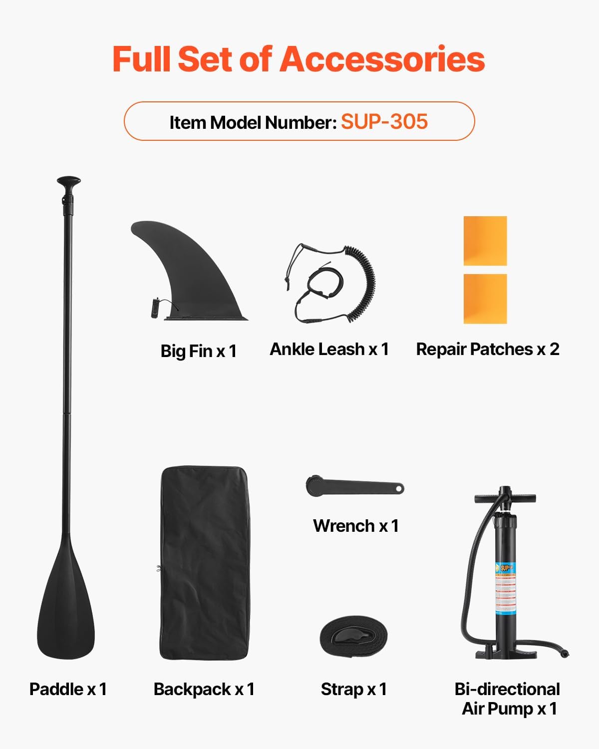 VEVOR Paddle gonflable, 304,8 cm, planche à pagaie debout sup, ultra-légère, avec accessoires de pompe, pagaie, aileron, sac à dos, laisse de cheville, sangle, pont antidérapant pour jeunes et adultes