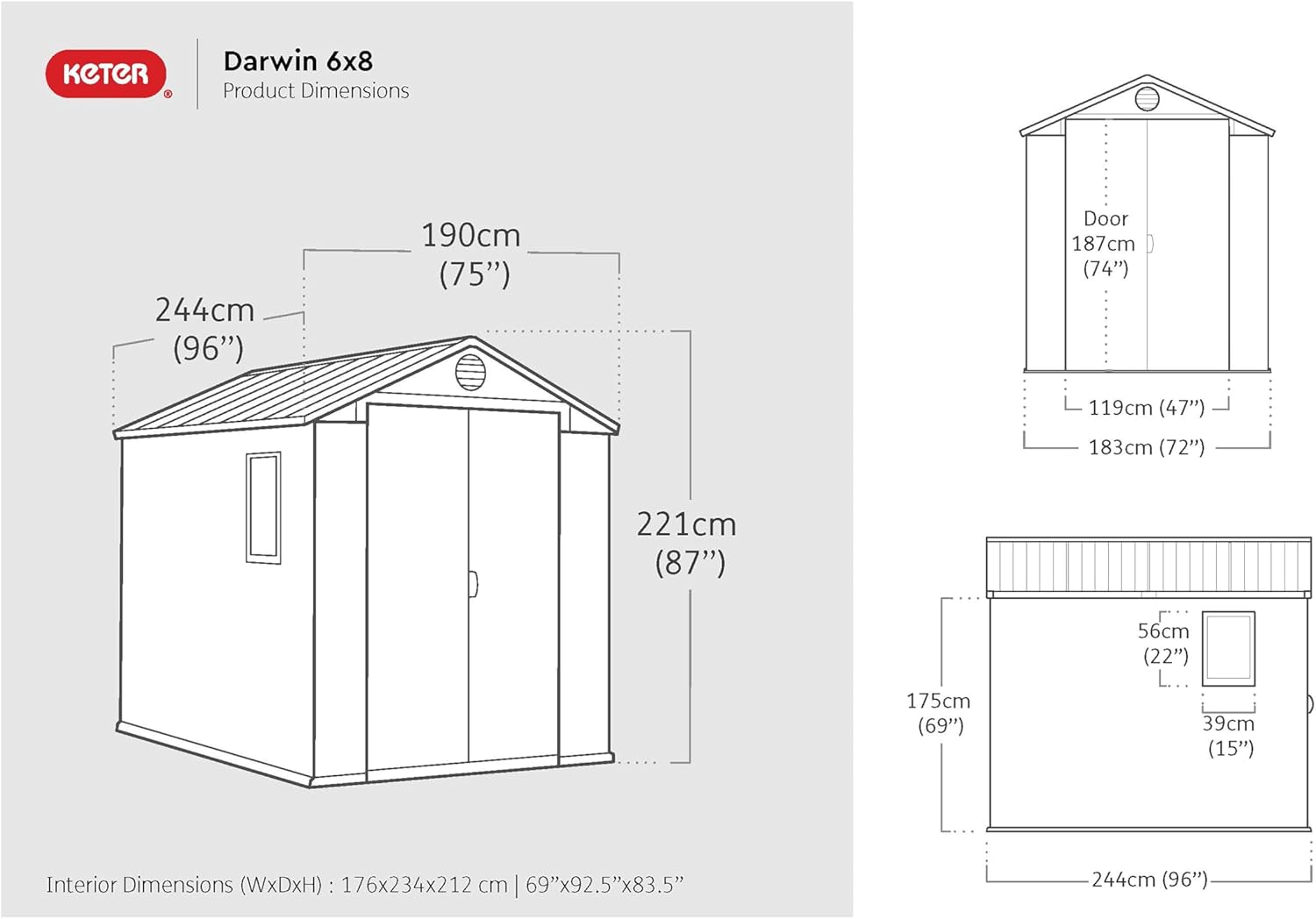 Keter - Darwin 68 - 4,5m² - abri de jardin résine marron