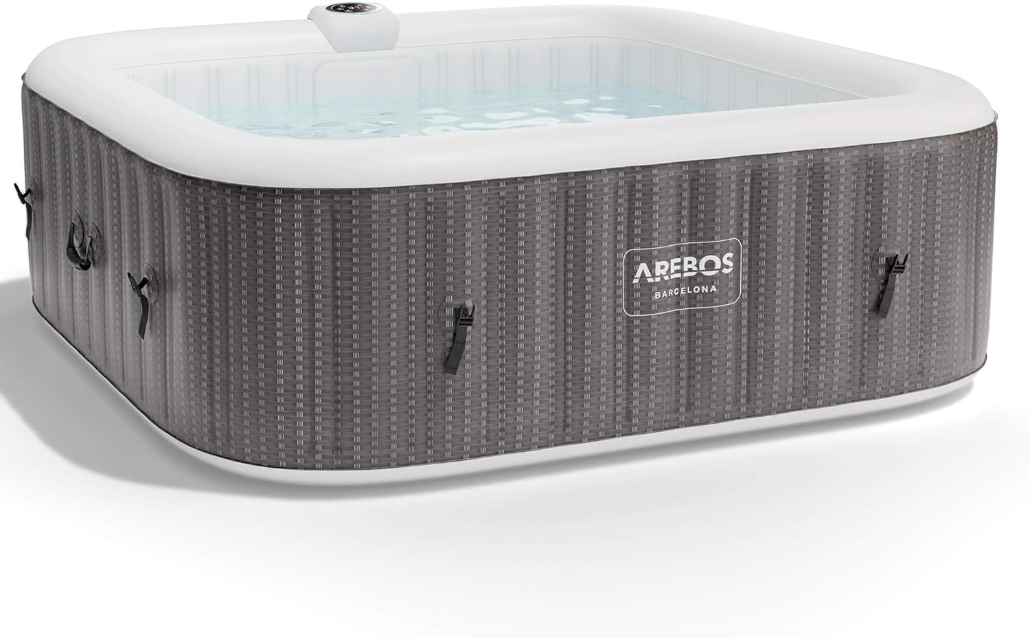 Arebos - Spa Gonflable 2400W - 185x185cm - 6 personnes, 130 buses, chauffage, couverture