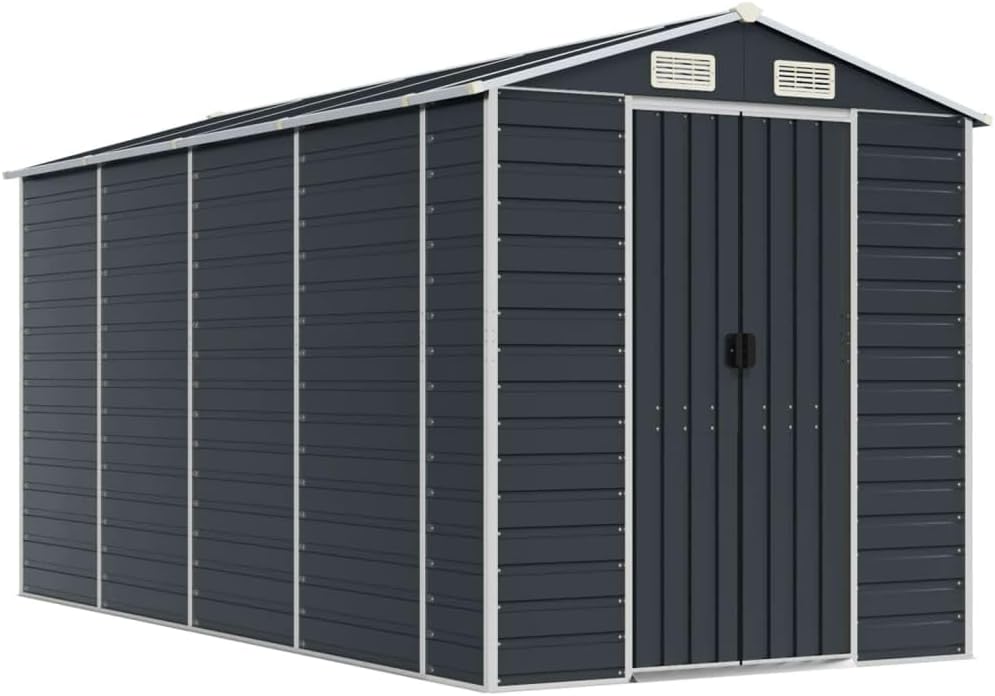 vidaXL - Abri de jardin anthracite 191x385x198 cm acier galvanisé
