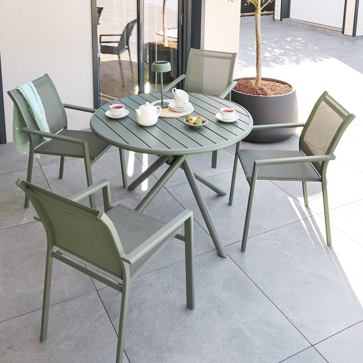 Hespéride - Nebullia Table Jardin 4 places 105cm Vert Laurier