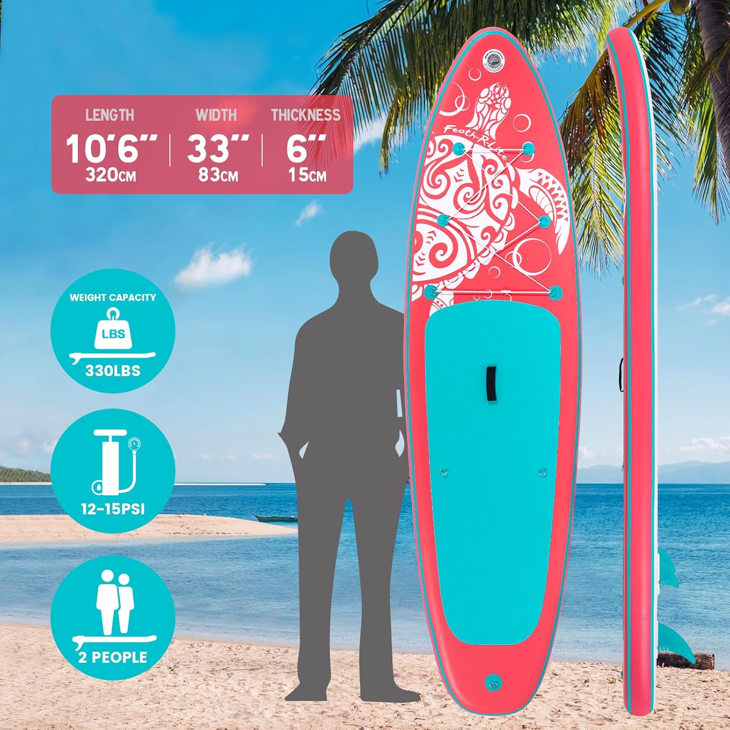 FEATH-R-LITE - Stand Up Paddle gonflable adulte - 2 configs accessoires