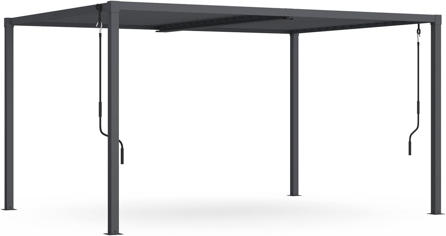 IDMarket - Pergola bioclimatique Acier 3x4m Gris Anthracite