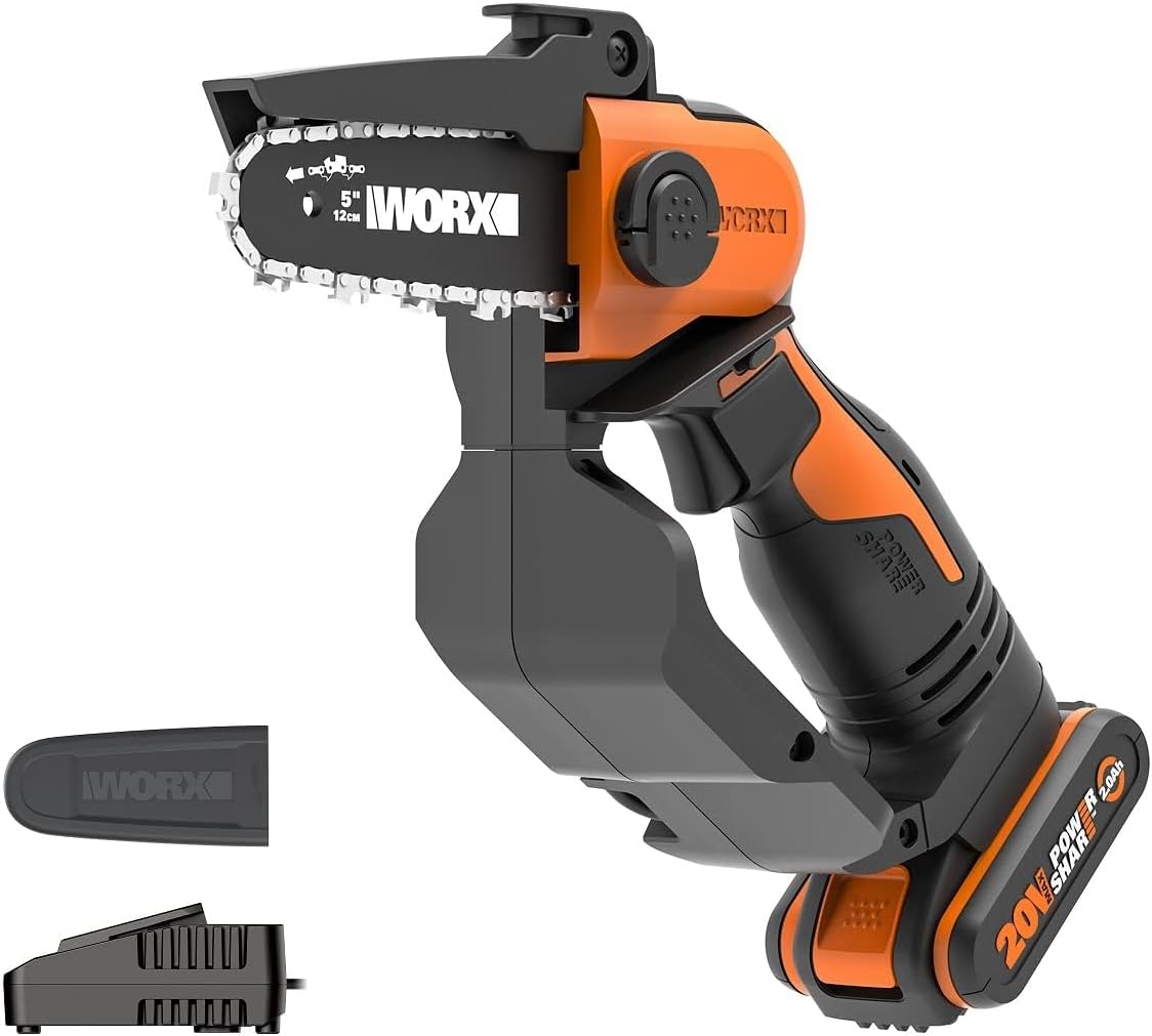 WORX - Mini tronçonneuse 20V - guide 12cm, coupe 10cm, batterie, WG324E