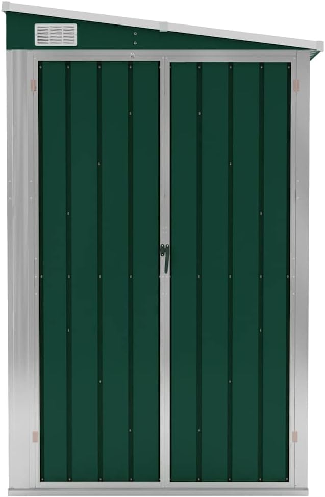 vidaXL Abri de Jardin Mural Abri de Rangement d'Outils Rangement d'Equipement de Jardin Extérieur Vert 118x382x178 cm Acier Galvanisé
