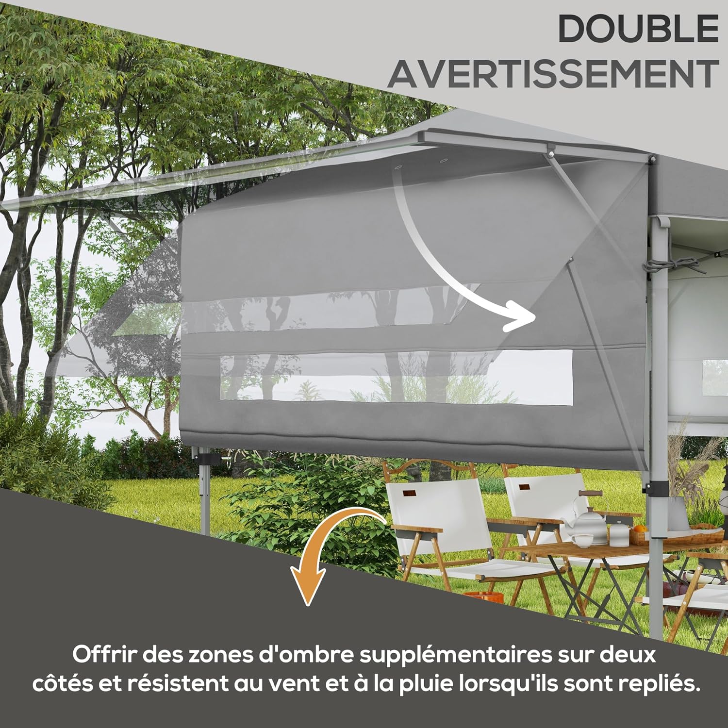 Outsunny - barnum pop-up 5x3m - 2 parois réglables, sac à roulettes