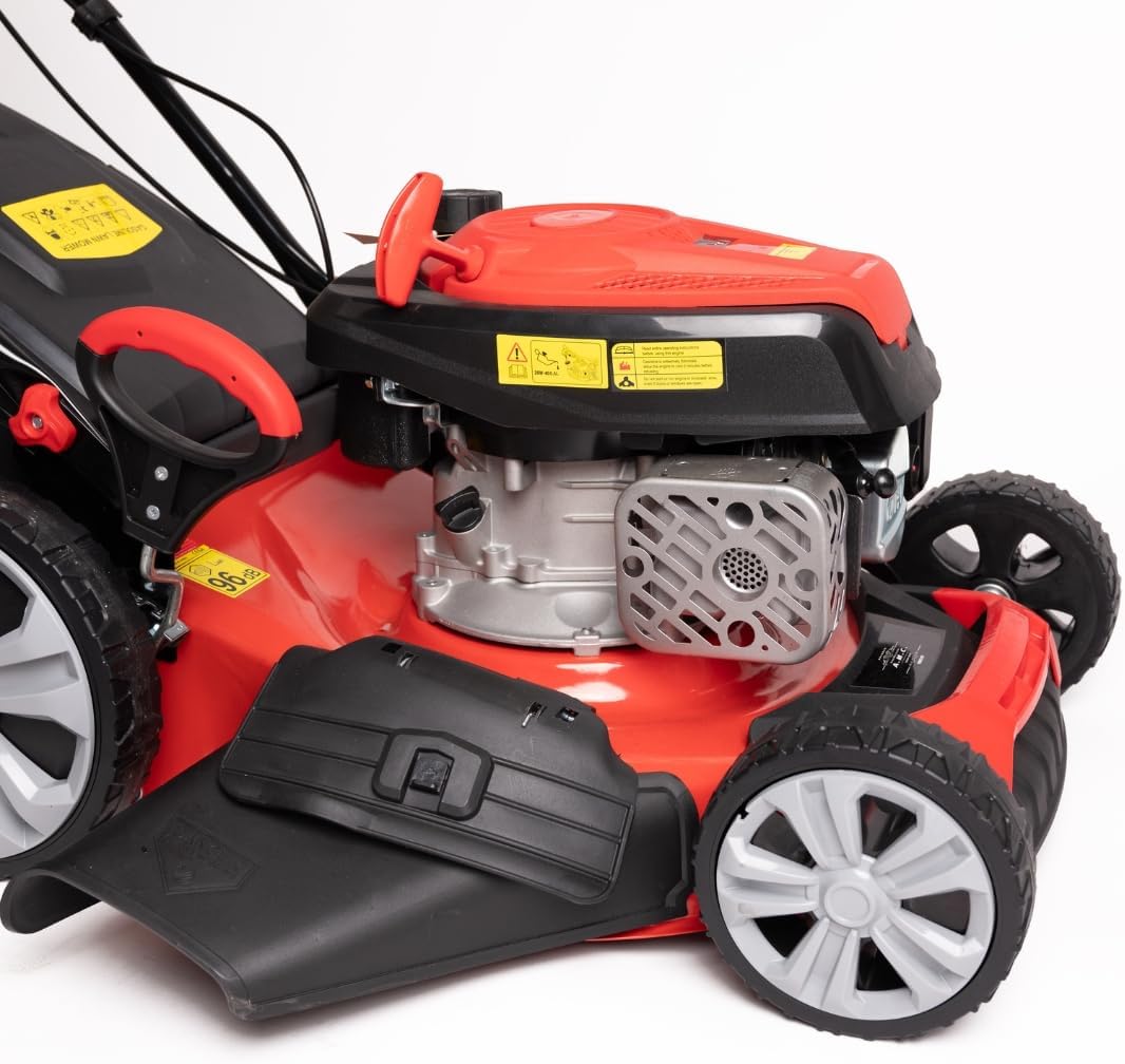 A.M.C. Tondeuse à gazon à explosion automotrice 4in1-4 CV, Tondeuse à gazon thermique autoportée - Moteur 170cc 4 temps avec autotraction - Largeur de coupe 51 cm - Mulching - Panier de collecte 60L