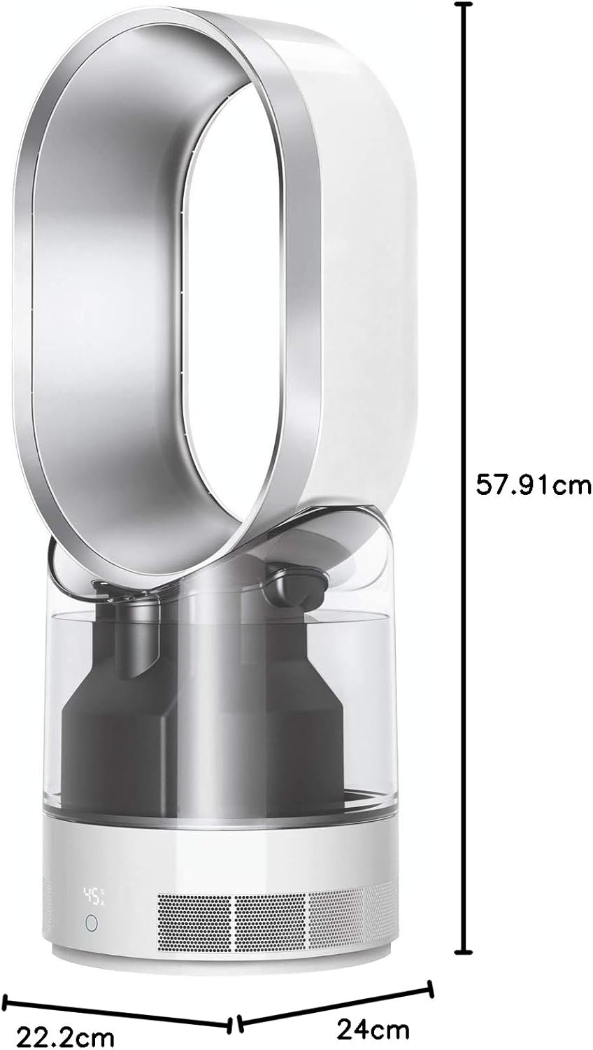 Dyson AM10 Humidificateur et ventilateur, brume froide ultra-fine, contrôle automatique de l’humidité, Blanc/Argent