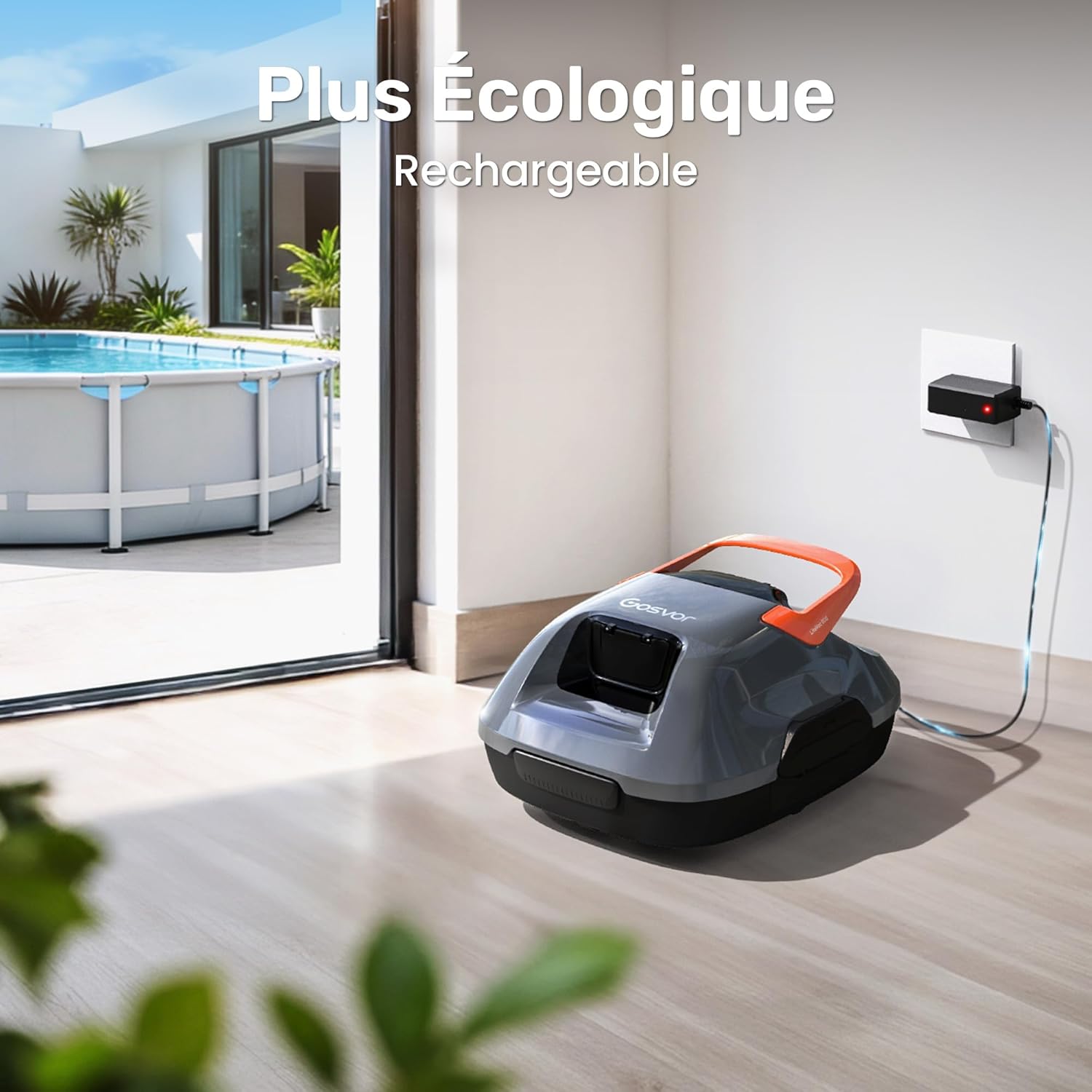 Gosvor - Robot piscine sans fil - 80m² - 90 min autonomie, retour auto