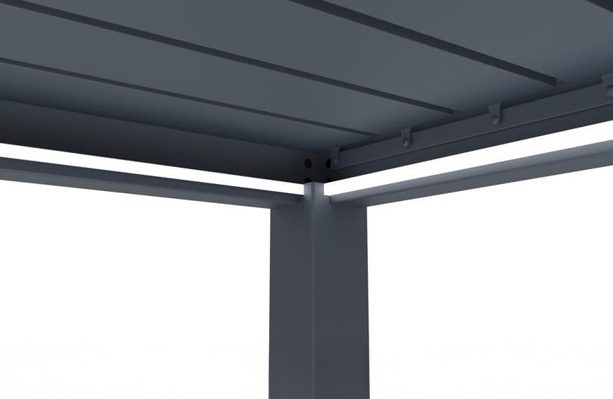 Cazeboo - Pergola bioclimatique motorisée LED 394x300cm, alu, vent 80km/h