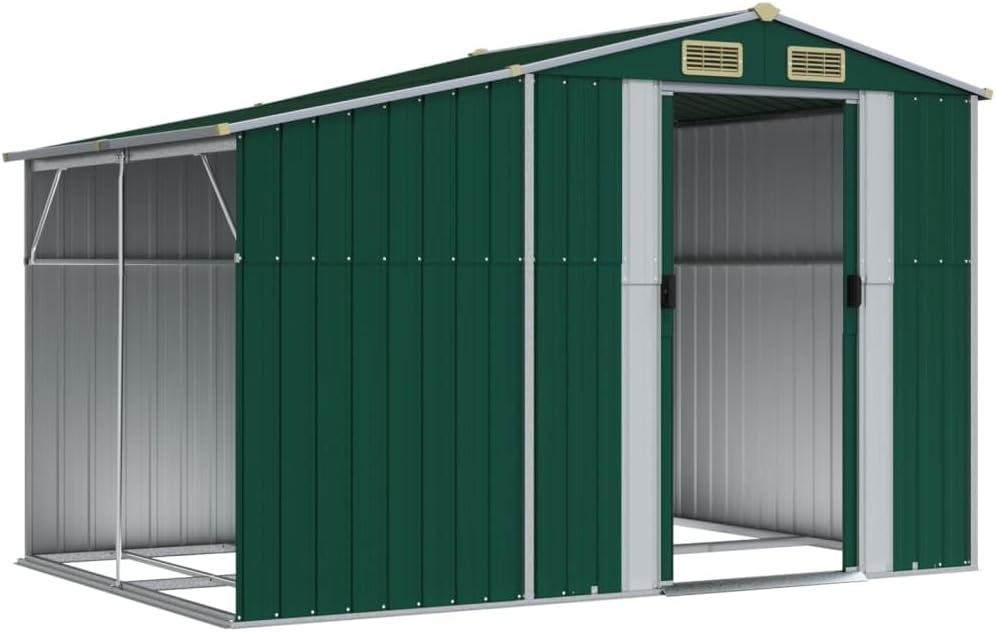 ADWOA Abri de Jardin Vert 277x192,5x179 cm Acier galvanisé,Abris De Jardin,Abri De Stockage pour Jardin,Abri D'Outils De Jardin
