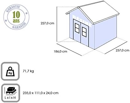 Keter - abri de jardin Premium - 186x237x227 cm, résine gris, double porte, fenêtres - 12-929579