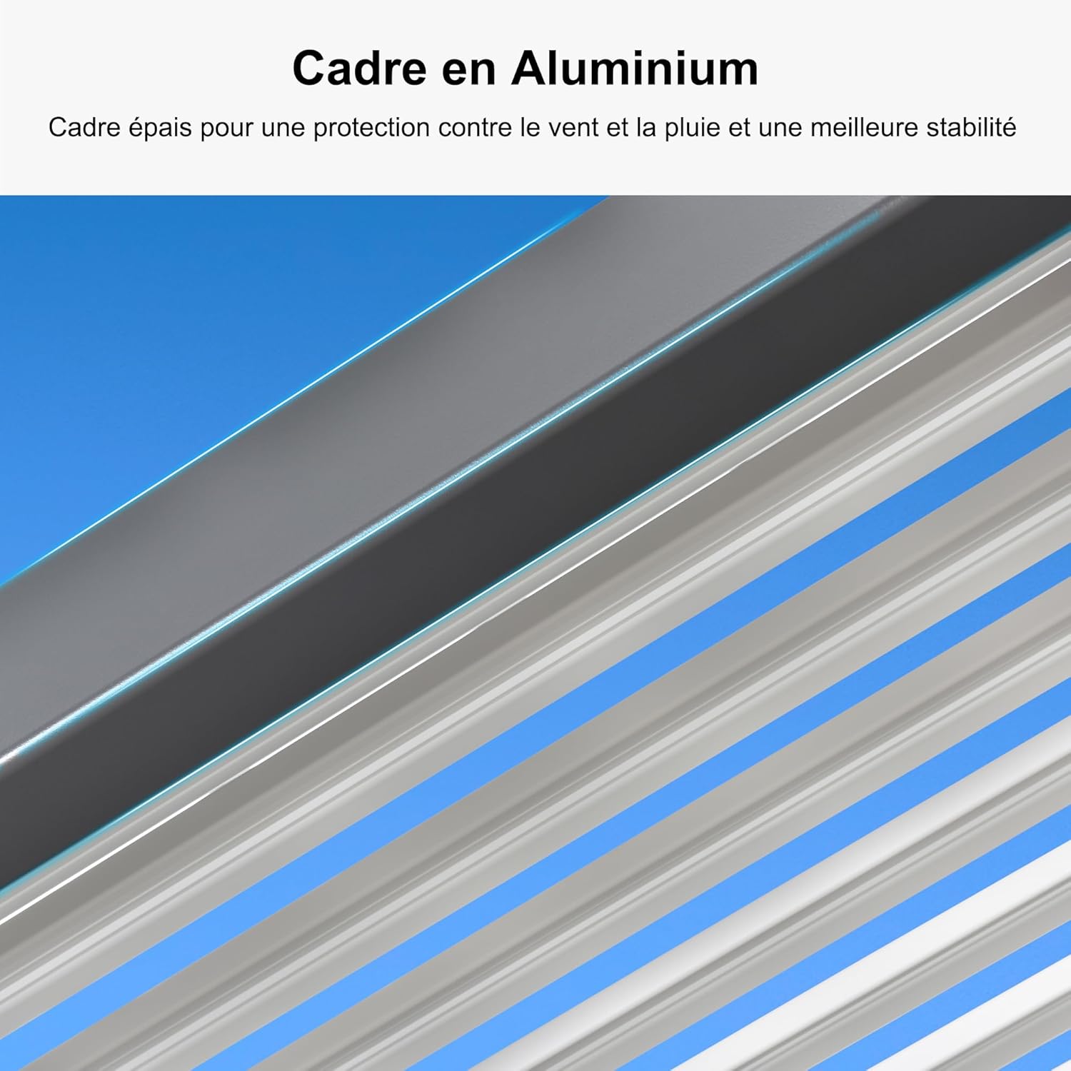 PURPLE LEAF - Pergola Bioclimatique - 6,35x3,5m - Aluminium, éclairage, lames orientables, poteaux blancs