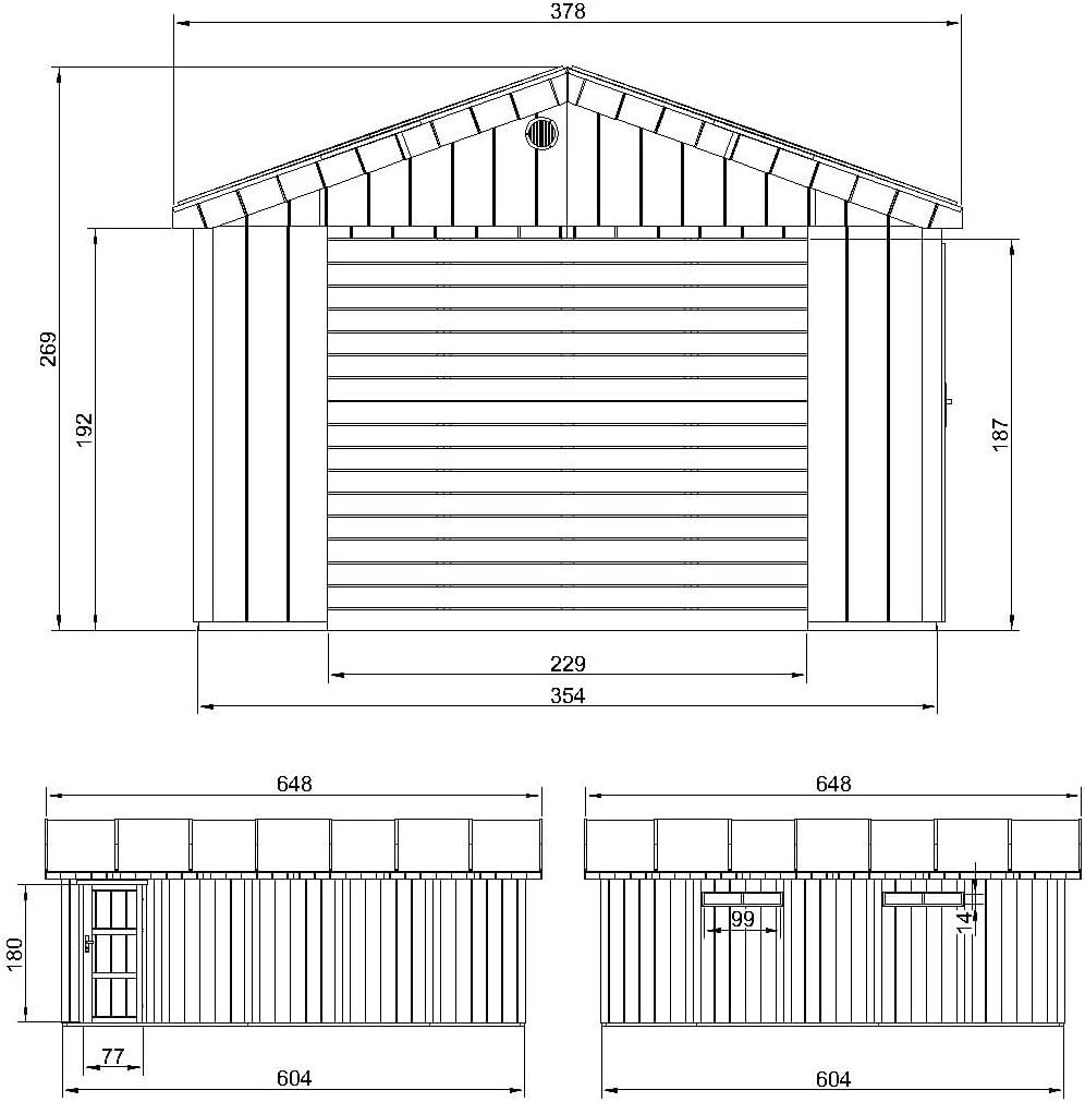 Garage de Jardin QUALITÉ Premium - Abri de Jardin - 21 m²- L378xl648 cm - Construction en Panneaux LP Smartside - Rangement pour vélos, Remise à Outils - TIMBELA M992B