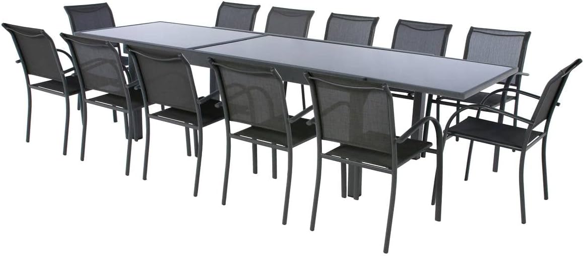 Hespéride - Piazza extensible - 12 places - aluminium/verre renforcé - gris graphite