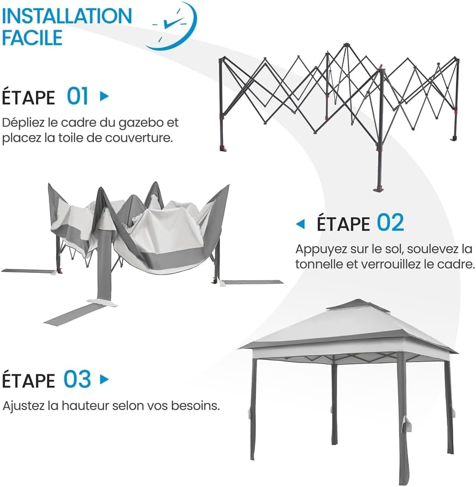 Yaheetech - Tonnelle jardin 3,3x3,3m moustiquaire imperméable