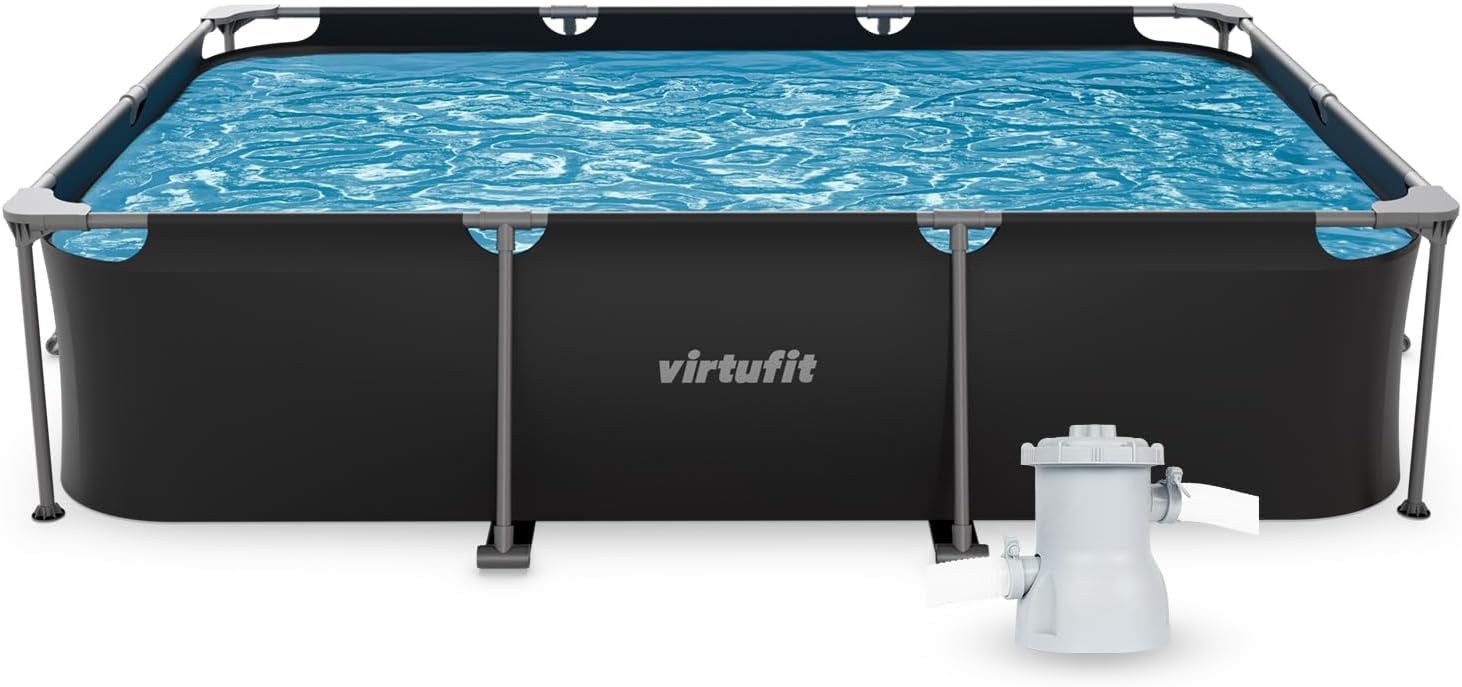 VirtuFit - Piscine rectangulaire Série Noire - 300x210x66 cm - filtre inclus
