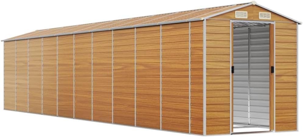vidaXL Abri de Jardin Marron Clair 191x895x198 cm Acier galvanisé