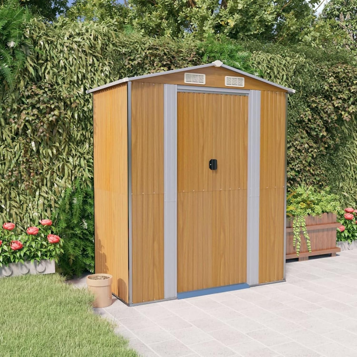 Homgoday - abri de jardin galvanisé - spacieux, pratique, acier