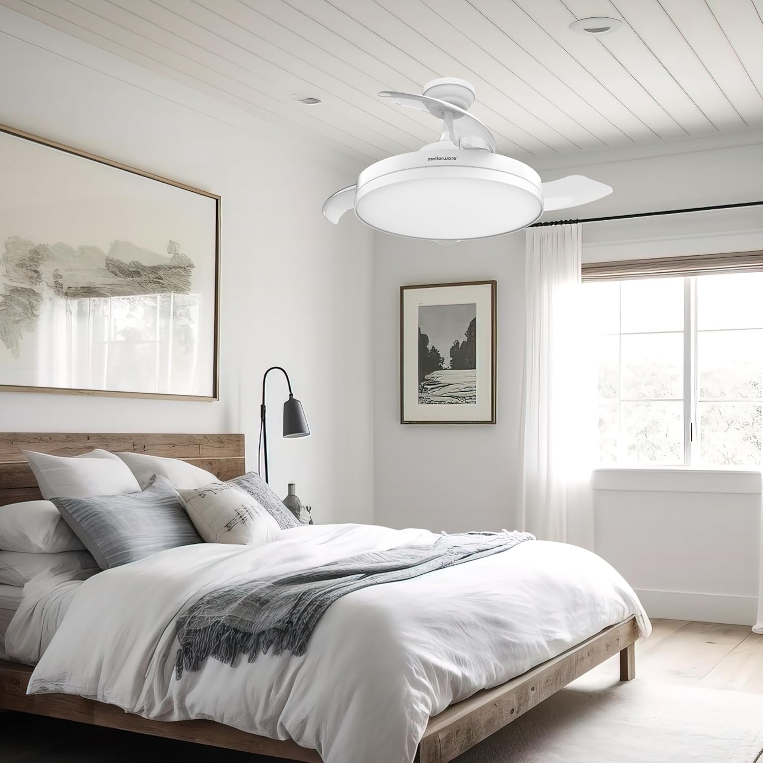 Mellerware - Brizy rétractable Ø106 cm - 40 W, 6 vitesses, LED, moteur DC