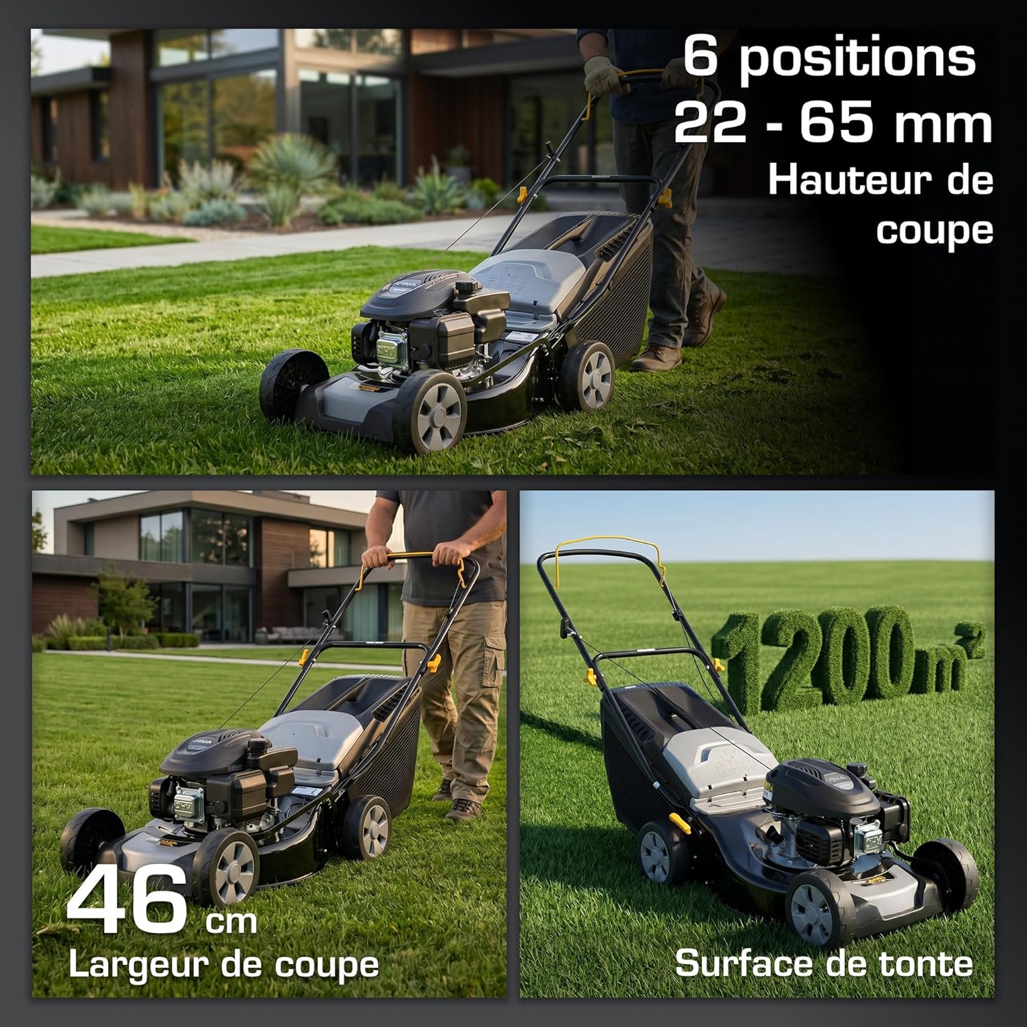 ALPINA AL4 46 A Tondeuse à Main à Essence - Largeur de Coupe 46cm, bac de ramassage 60L