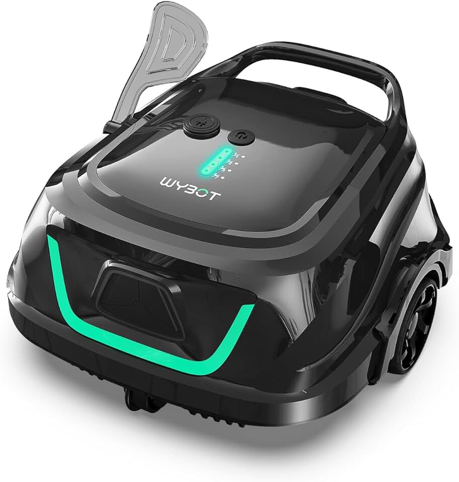 WYBOT A1max Robot Piscine sans Fil pour Piscines Hors-Sol, Aspirateur Automatique, Robot Piscine 130 Min Autonomie, Double Filtration, LED, Charge 2h, 4 Modes,Vert forêt