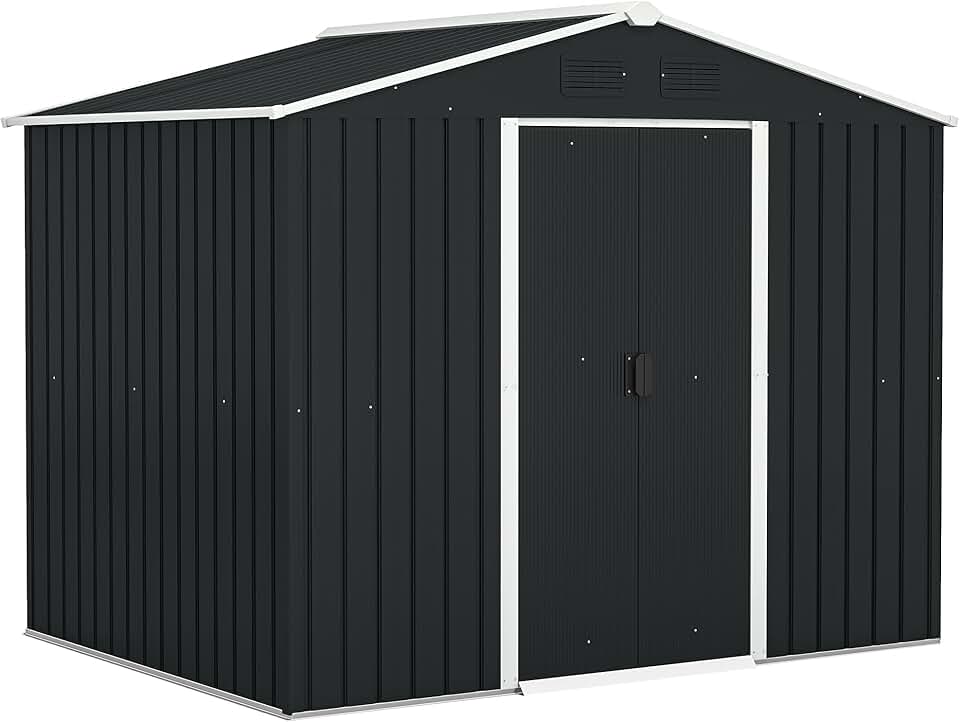 Outsunny - abri de jardin acier - 236x174x190cm - portes coulissantes