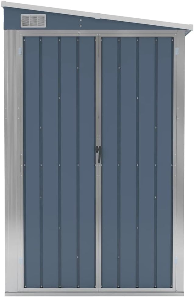 Abri de jardin mural gris 118x288x178 cm acier galvanisé, 40.02kg
