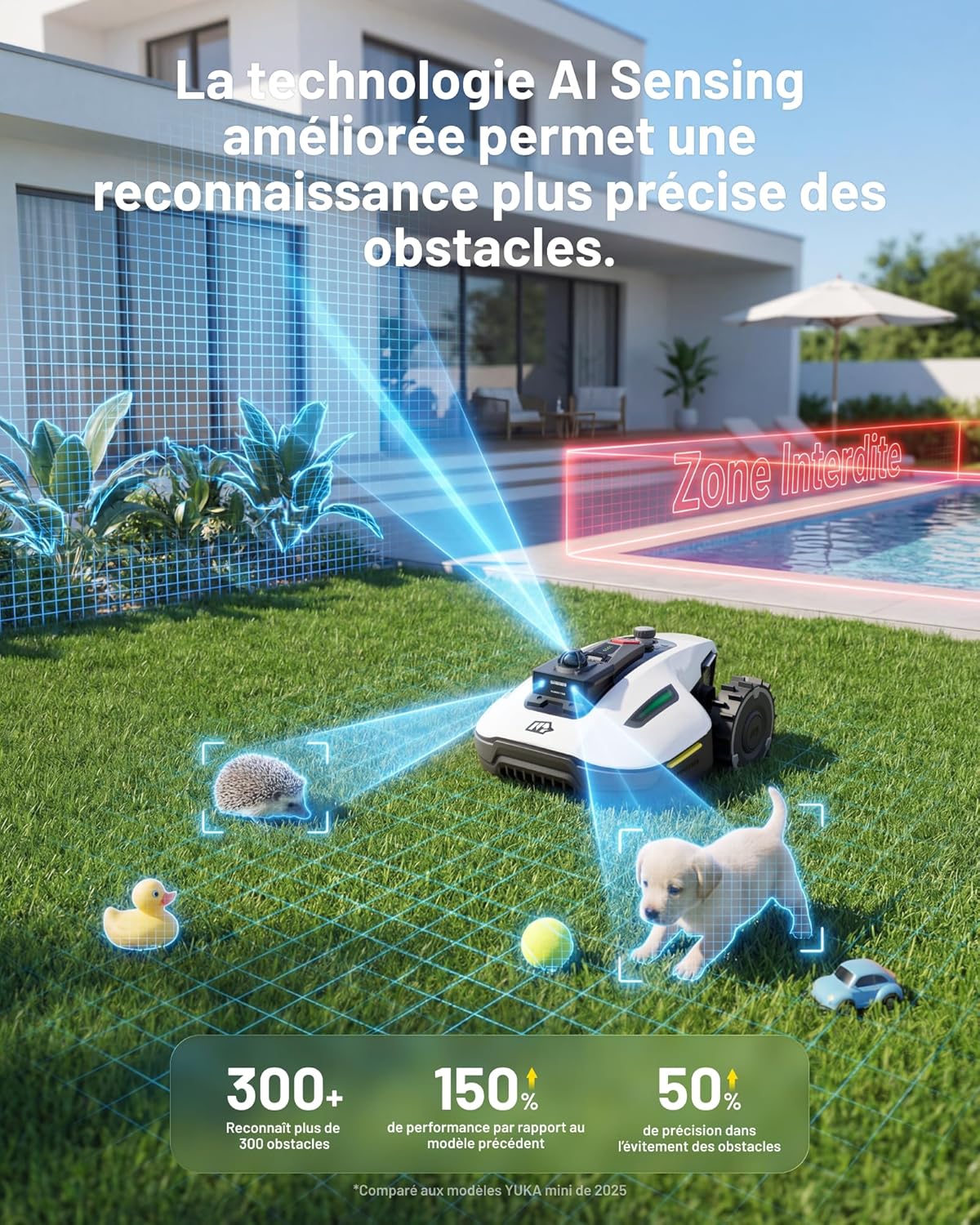 MAMMOTION - Yuka Mini série - jusqu'à 1000 m² - LiDAR, IA, détection 300 obstacles, mini garage - YUKA Mini 2 1000